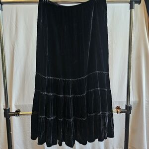 Chico's Black Velvet Midi Skirt Size 2
